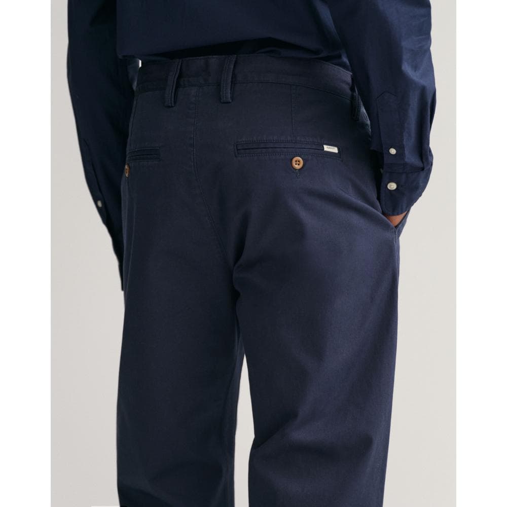 GANT Mens Regular Fit Twill Chinos - 410 Marine