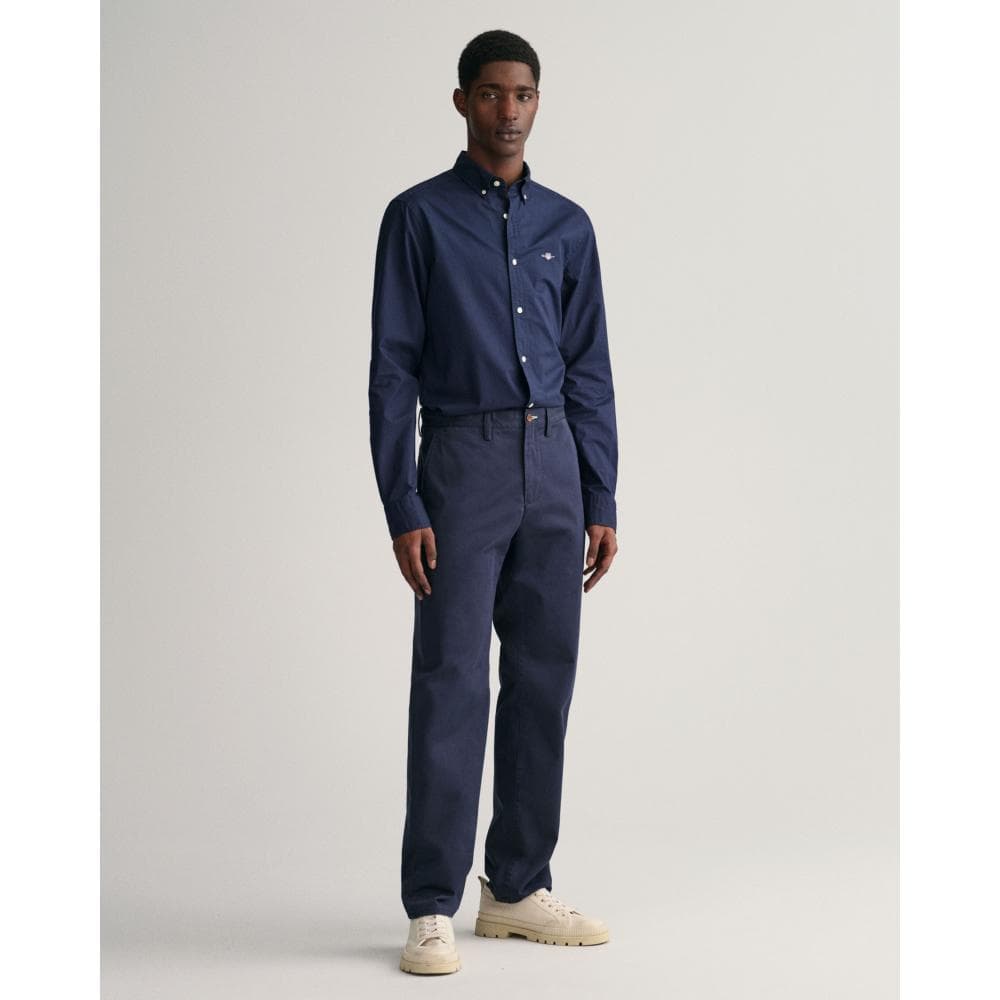 GANT Mens Regular Fit Twill Chinos - 410 Marine