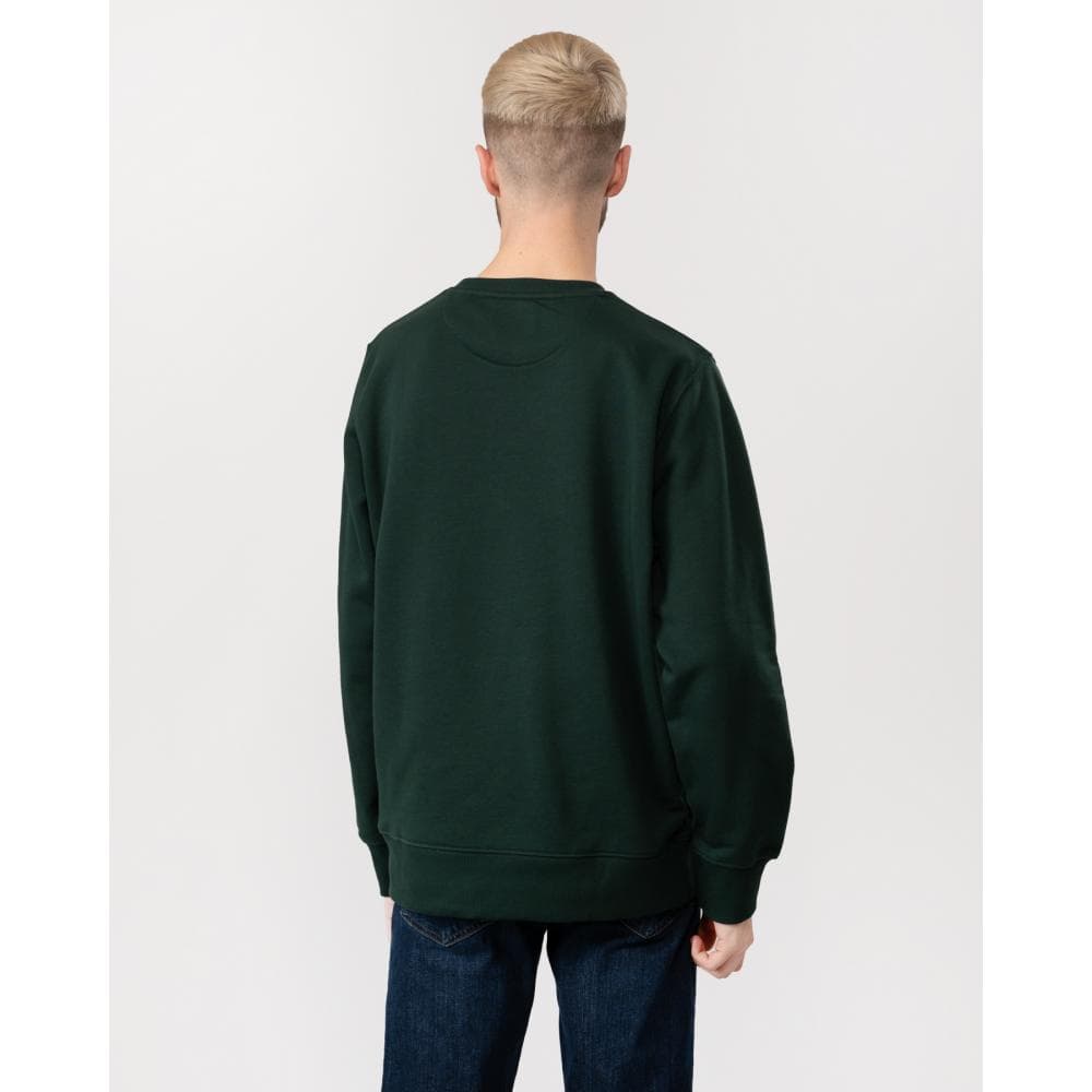 GANT Mens Regular Fit Shield Logo Crew Neck Sweatshirt - 374 Tartan Green