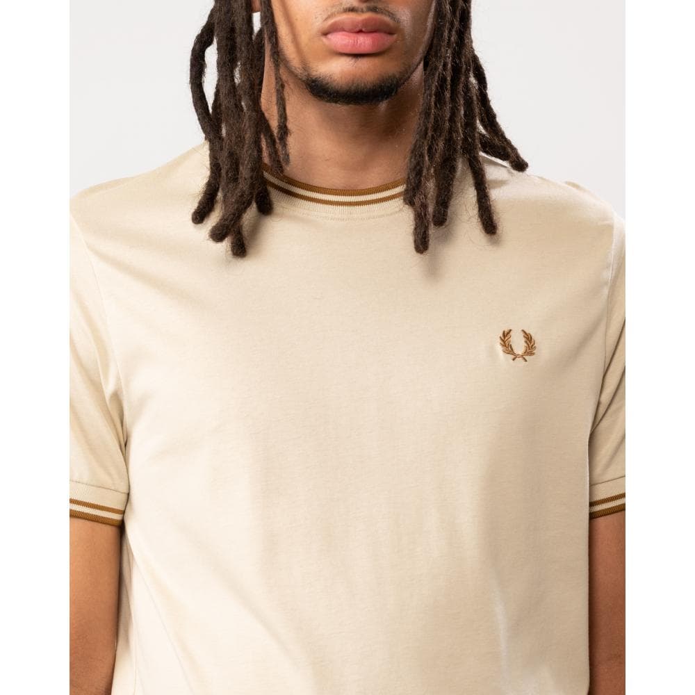 Fred Perry Mens Twin Tipped T-Shirt - Oatmeal 691