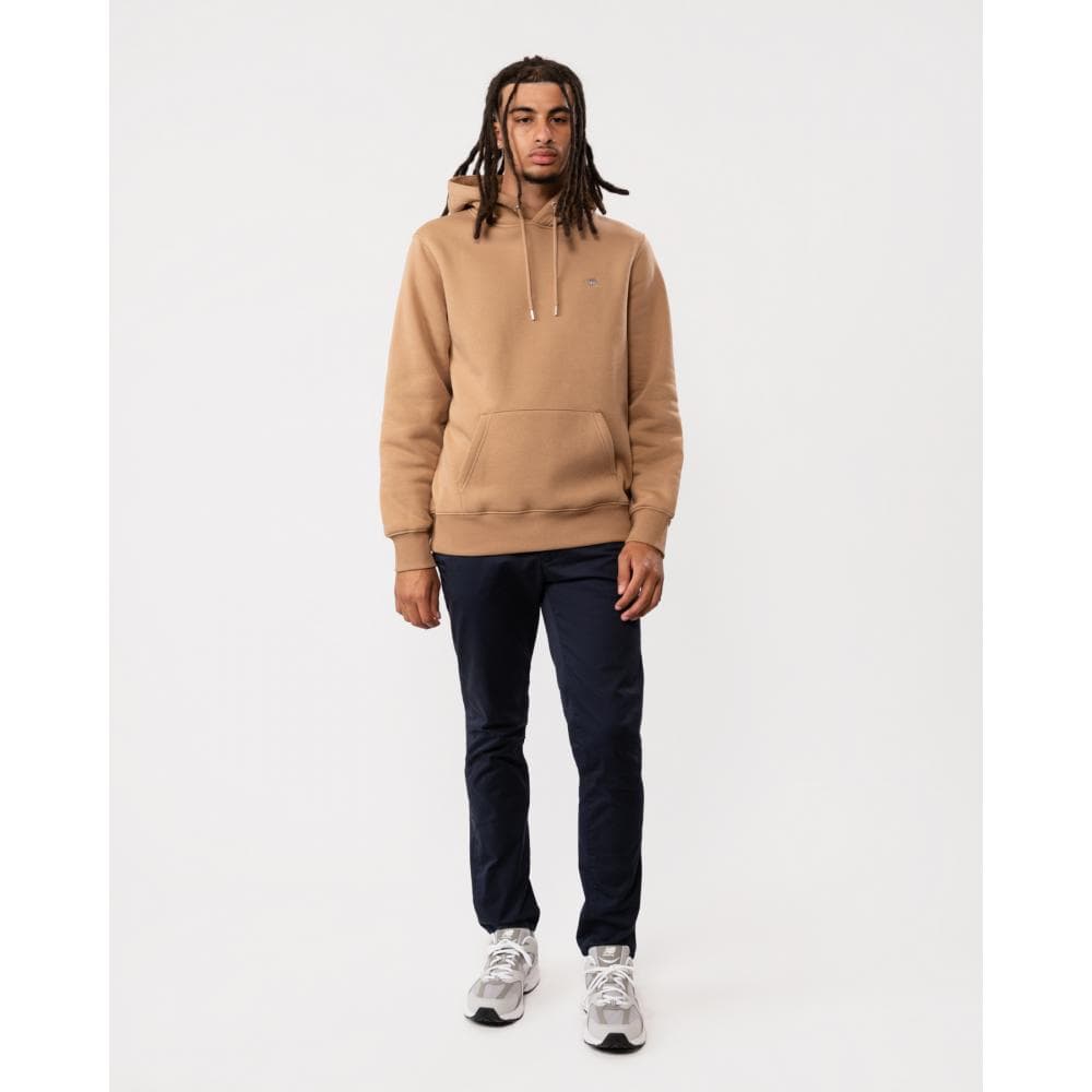 GANT Mens Regular Fit Shield Logo Pullover Hoodie - 213 Warm Khaki