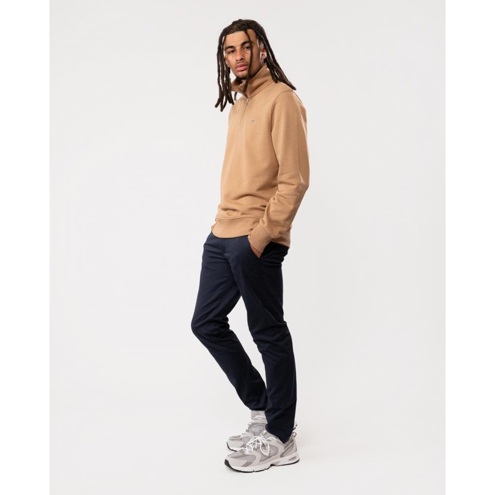 GANT Mens Regular Fit Shield Logo Half Zip Sweatshirt - 213 Warm Khaki