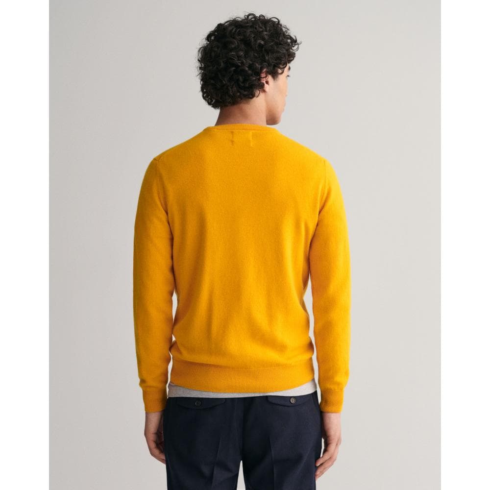 GANT Mens Superfine Lambswool Crew Neck Jumper - 702 Sunflower Yellow