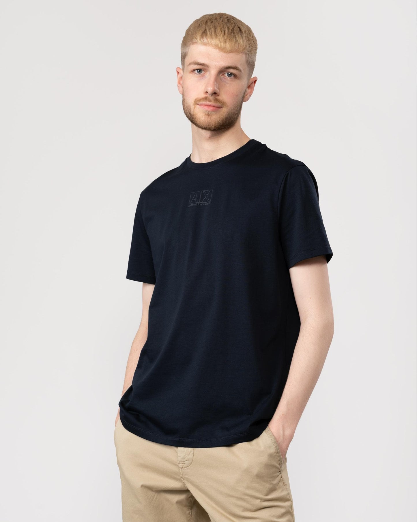 Armani Exchange Mens AX Outline Logo T-Shirt