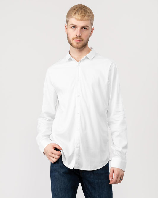 Armani Exchange Mens Long Sleeve Stretch Shirt - White