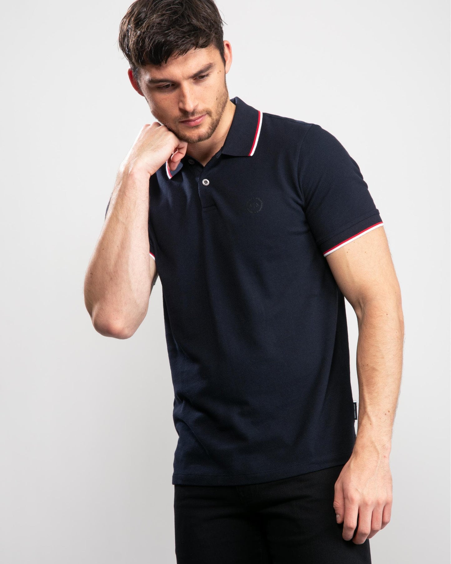 Armani Exchange Mens Small Logo Pique Polo Shirt