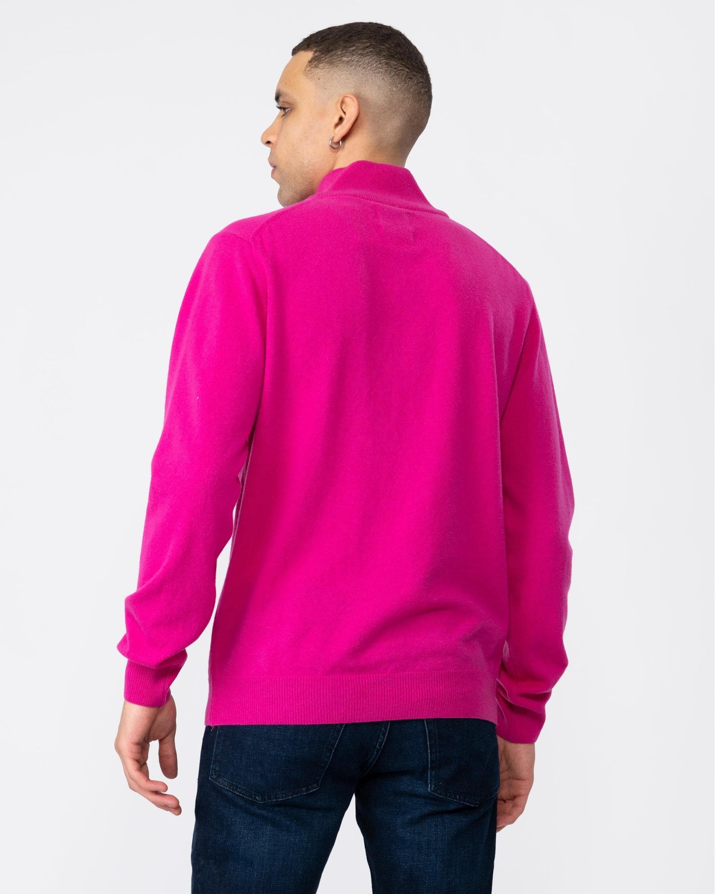 GANT Mens Superfine Lambswool Half Zip Cardigan - 625 Pink Fuchsia