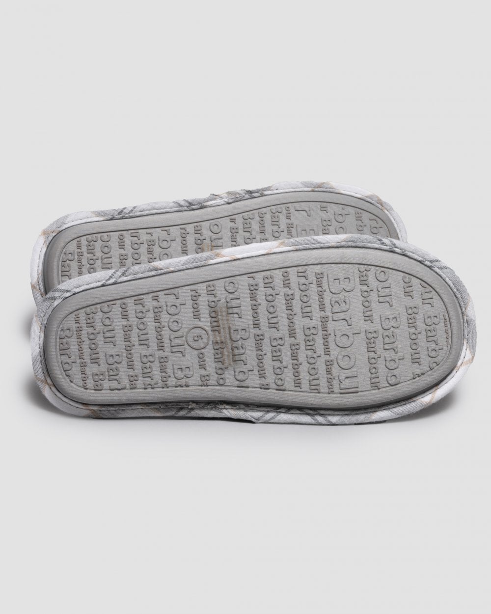 Barbour Simone Womens Slippers - Grey Suede/White/Grey Tartan