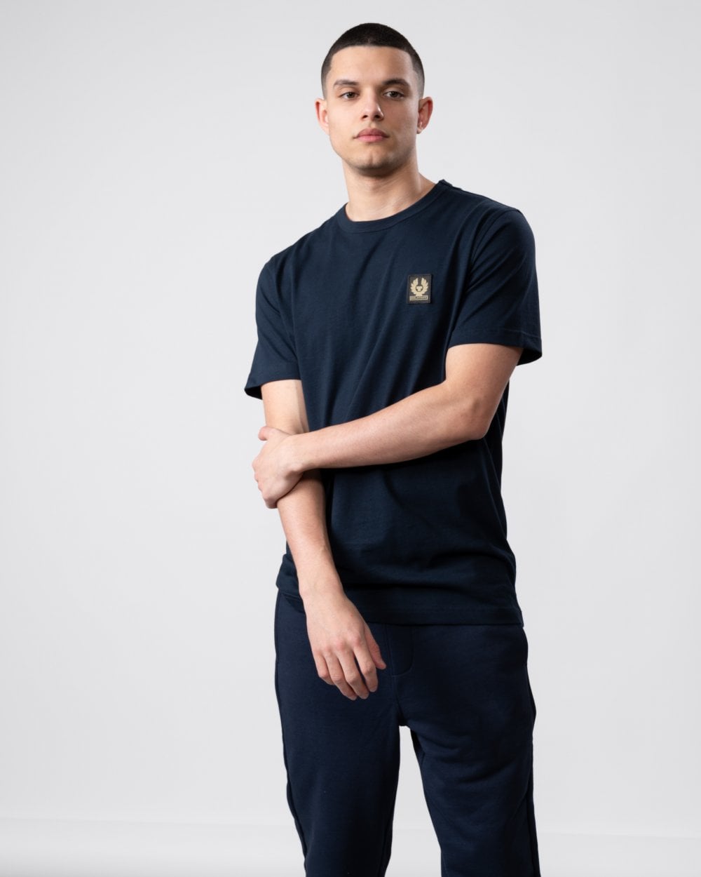 Belstaff Short Sleeved Mens Logo Patch T-Shirt - Dark Ink