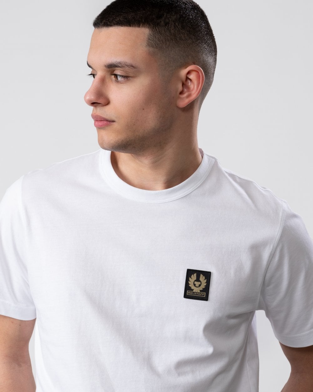 Belstaff Short Sleeved Mens Logo Patch T-Shirt - White
