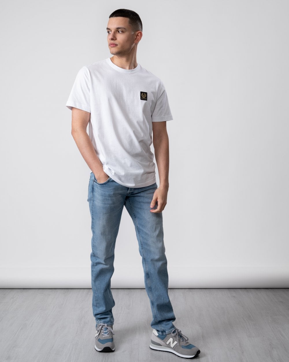 Belstaff Short Sleeved Mens Logo Patch T-Shirt - White