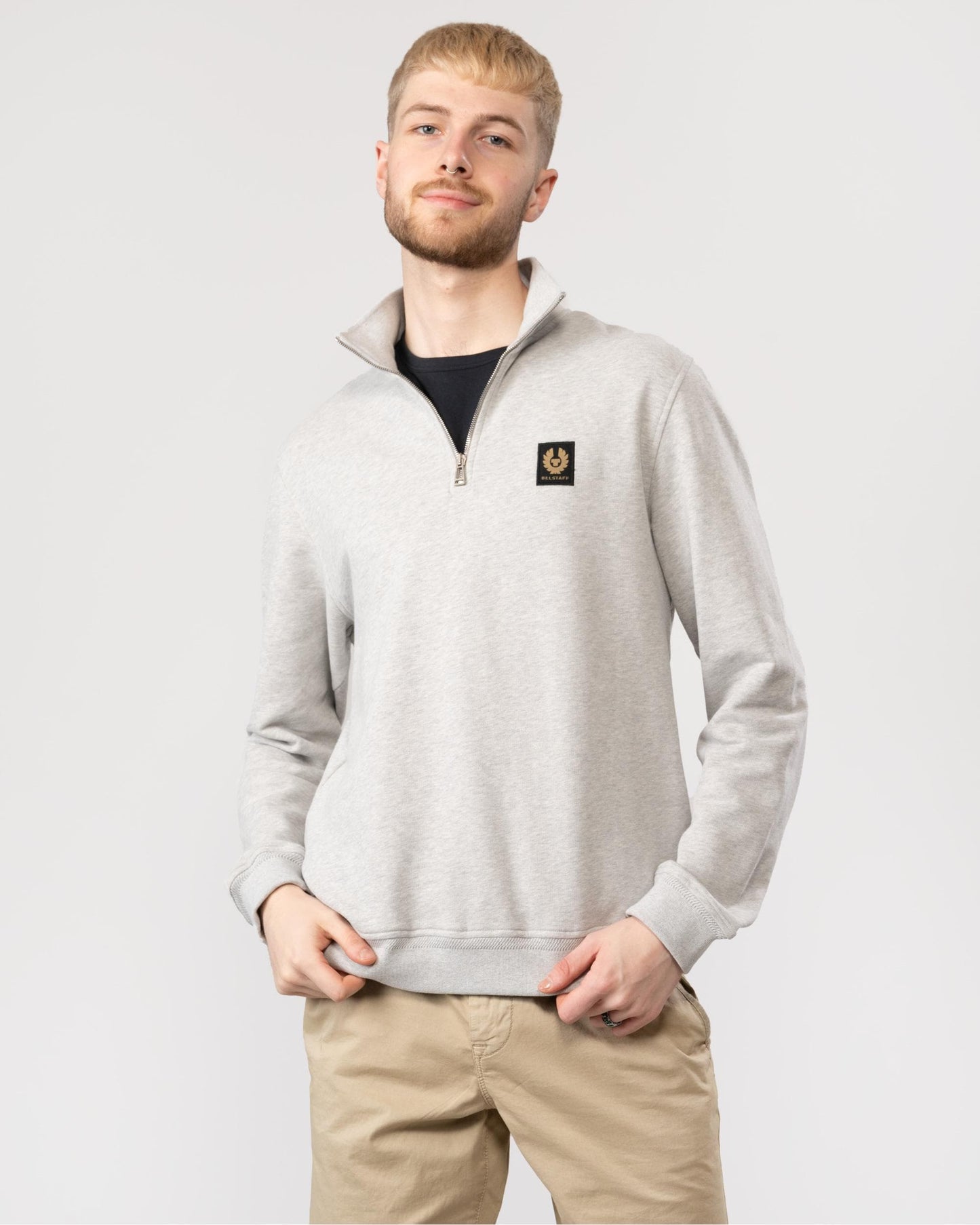 Belstaff Quarter Zip Sweatshirt - Old Silver Heather