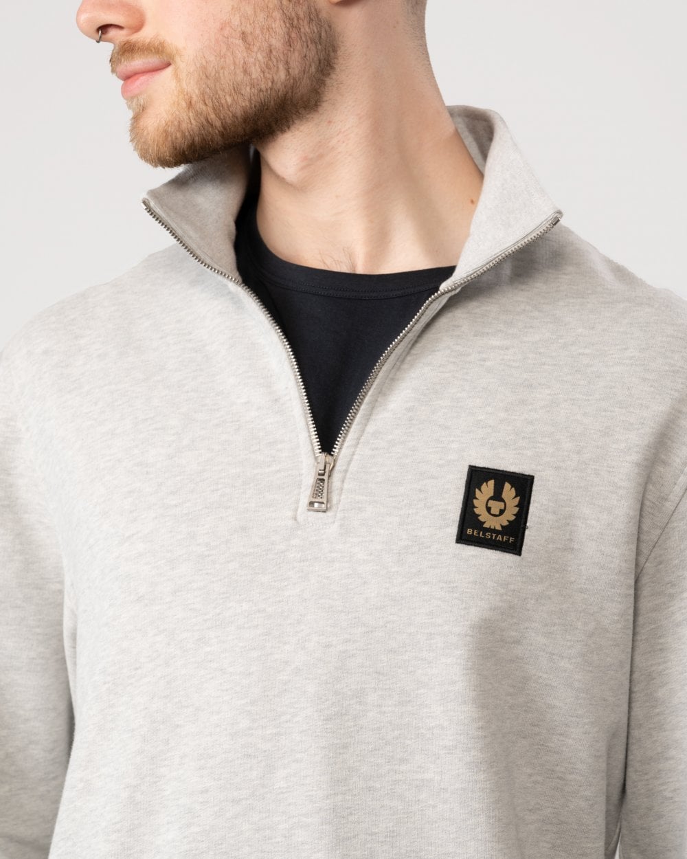Belstaff Quarter Zip Sweatshirt - Old Silver Heather