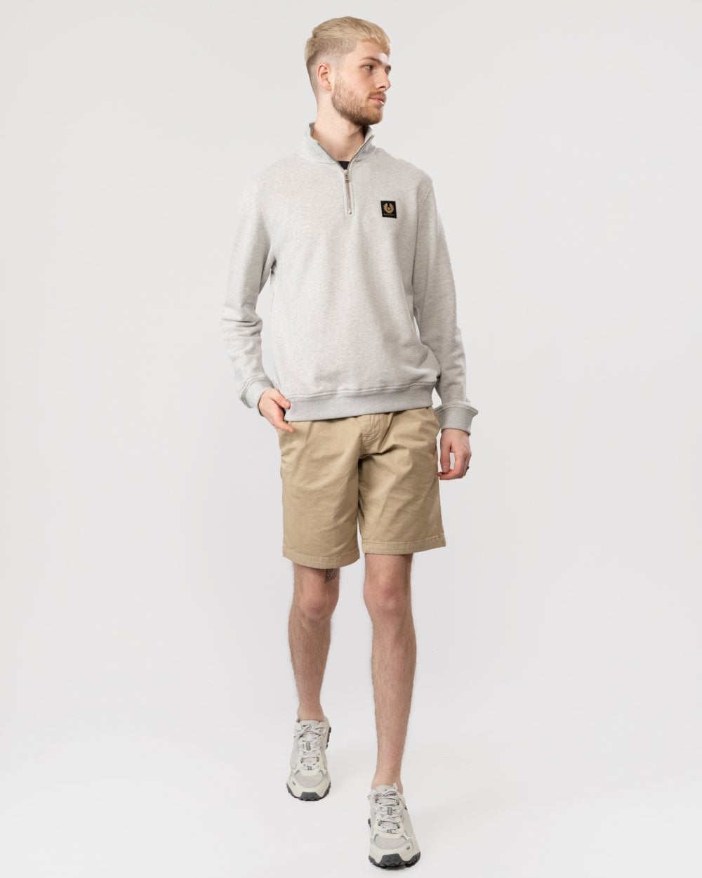 Belstaff Quarter Zip Sweatshirt - Old Silver Heather