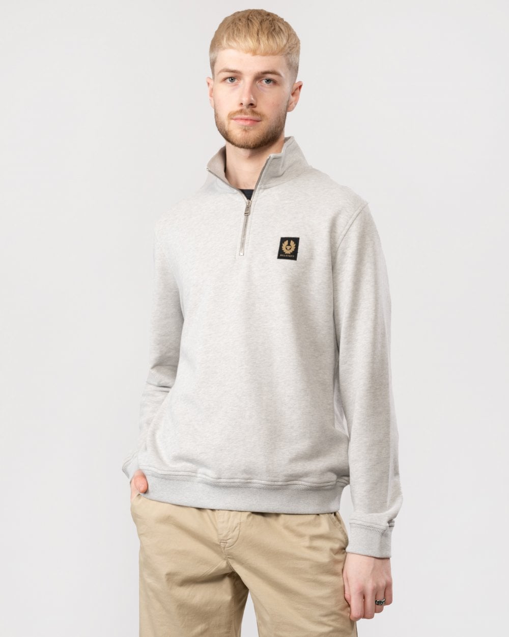 Belstaff Quarter Zip Sweatshirt - Old Silver Heather