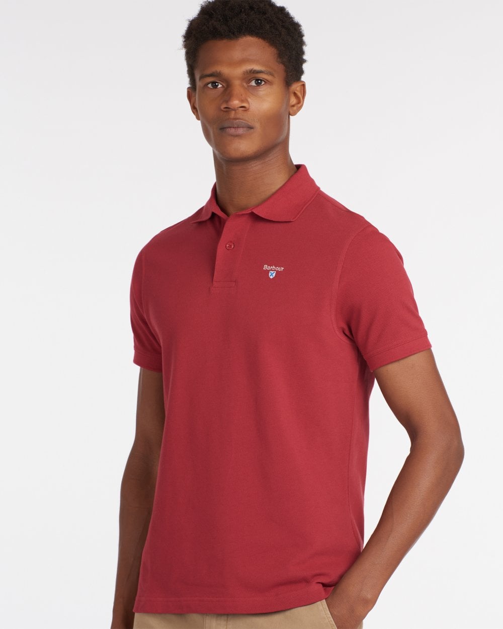 Barbour Mens Sports Polo Shirt biking red