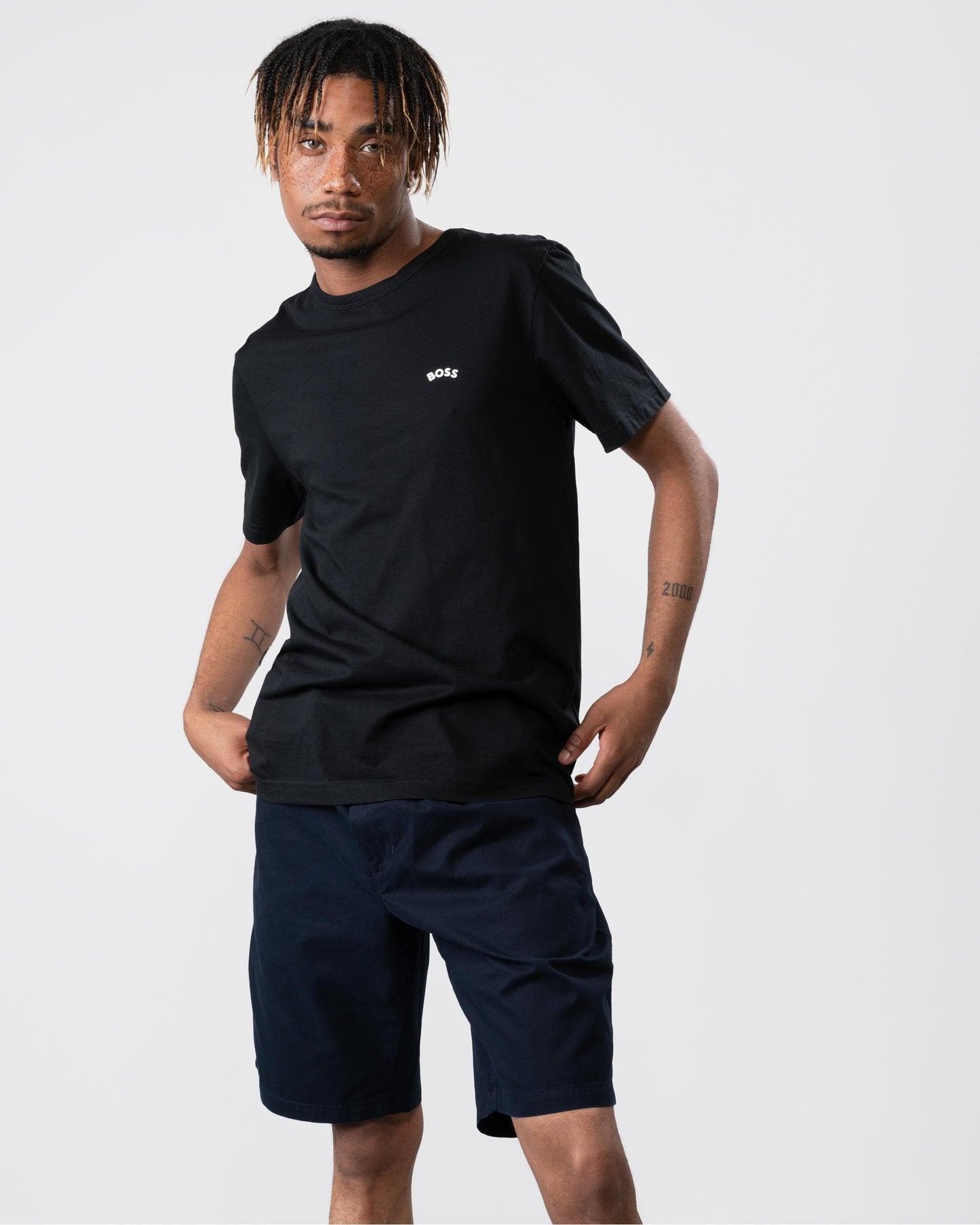 BOSS Green Mens Curved Logo T-Shirt