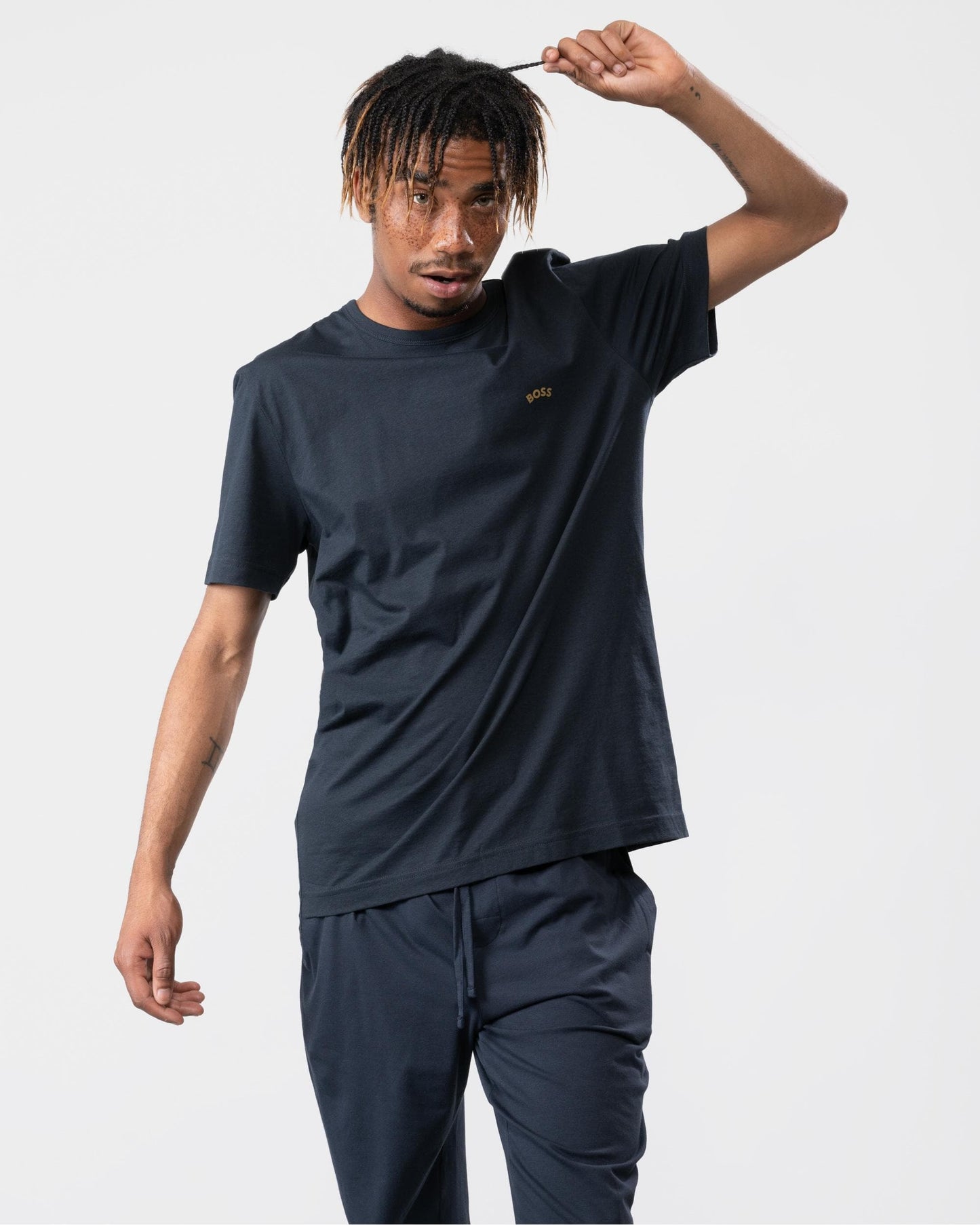BOSS Green Mens Curved Logo T-Shirt