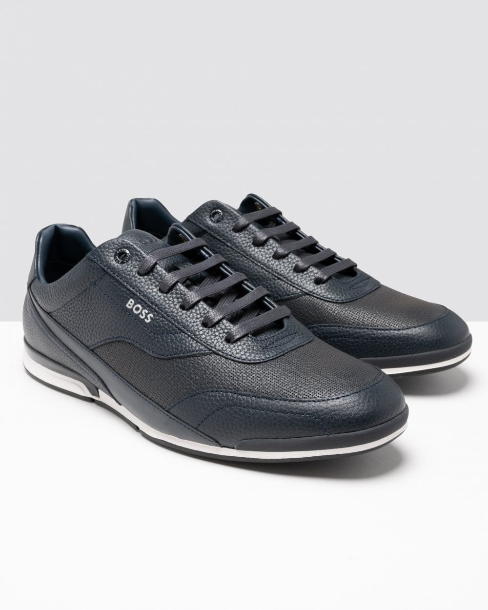 BOSS Green Saturn Low Profile Mens Grained Leather Trainers