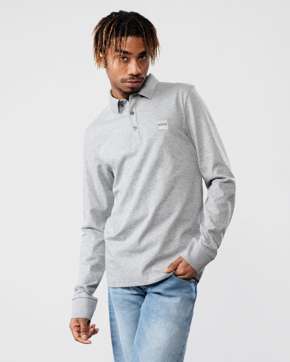 BOSS Orange Passerby Mens Long Sleeve Polo Shirt