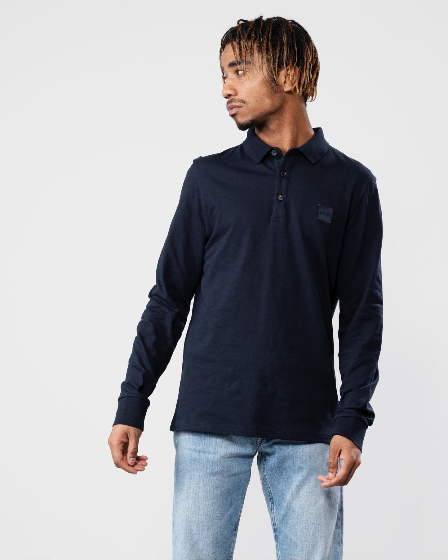 BOSS Orange Passerby Mens Long Sleeve Polo Shirt