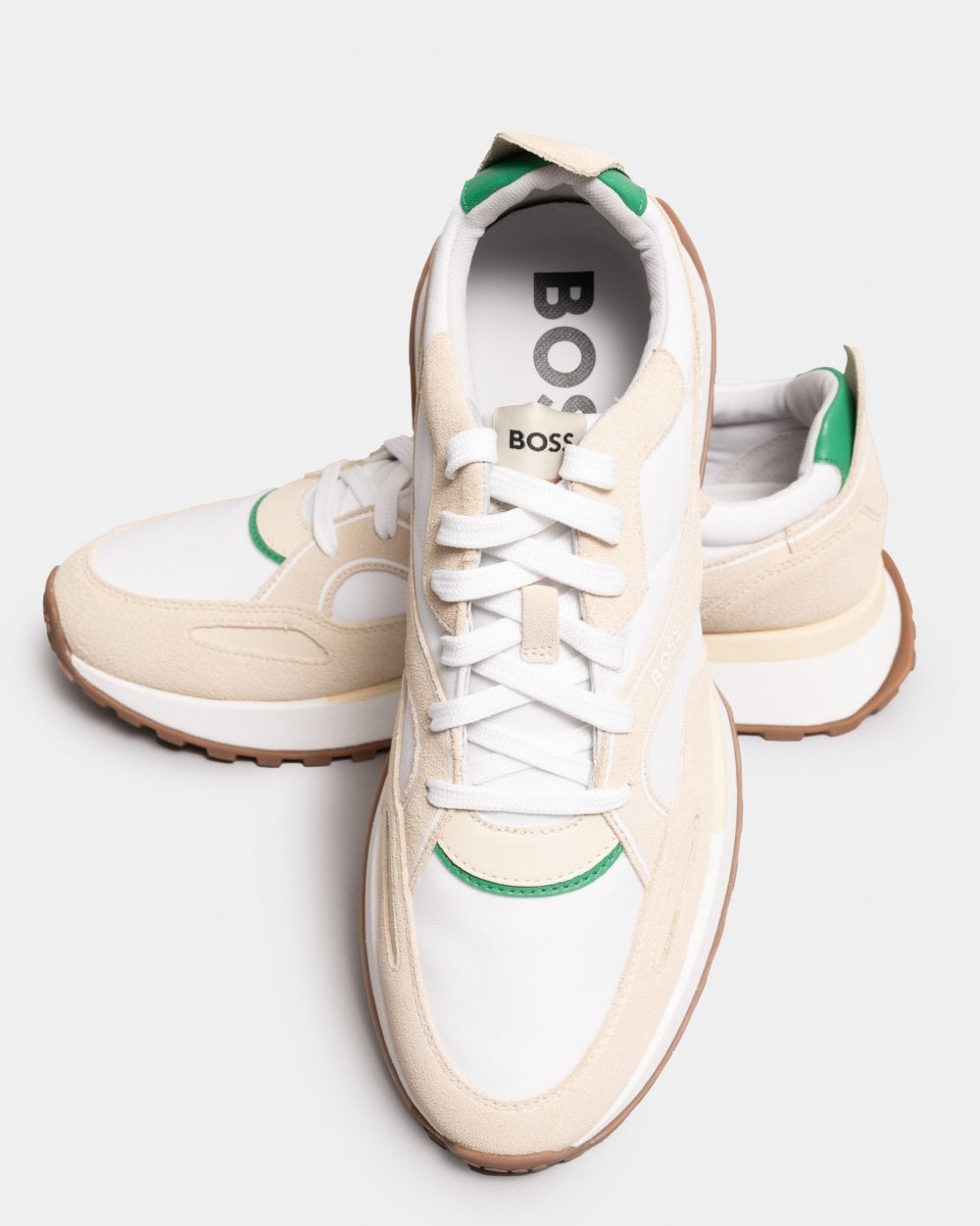 BOSS Orange Jonah Mens Mixed-Material Low-Top Trainers With Branded Details
