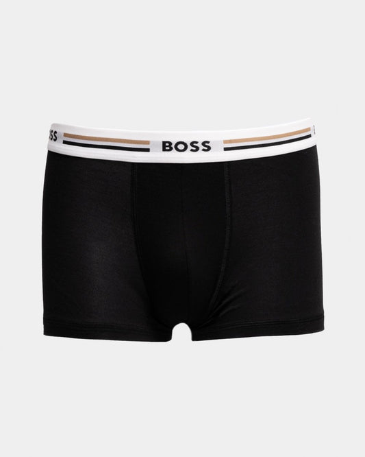 BOSS Orange Revive Mens 3-Pack Soft-Touch Stretch Trunks With Logo Waistbands - Black 001