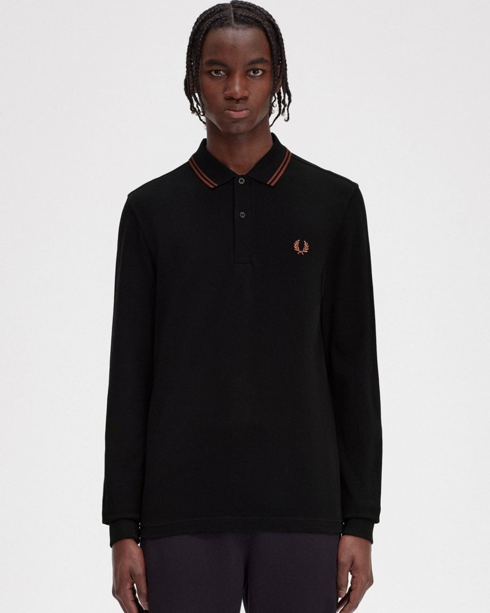 Fred Perry Mens Long Sleeve Twin Tipped Polo Shirt