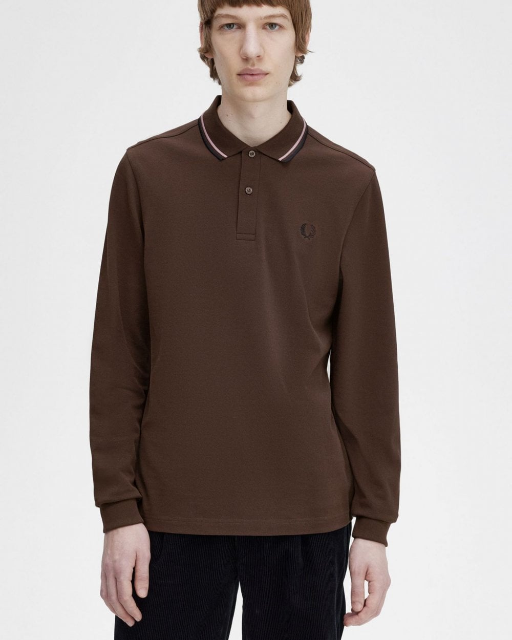 Fred Perry Mens Long Sleeve Twin Tipped Polo Shirt