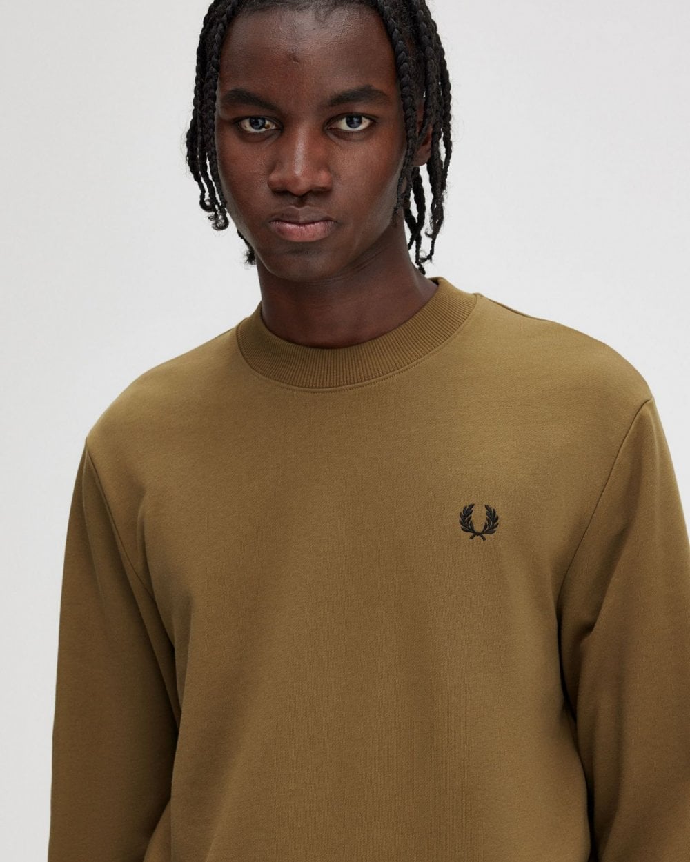 Fred Perry Mens Crew Neck Sweatshirt - Shade Stone/Burnt Tobacco U08