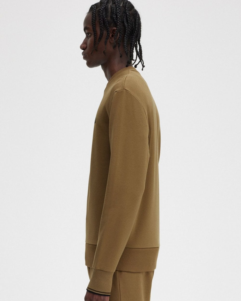Fred Perry Mens Crew Neck Sweatshirt - Shade Stone/Burnt Tobacco U08