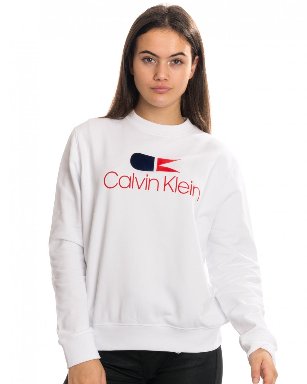 Calvin Klein Vintage Logo Large Long Sleeve Womens Sweatshirt