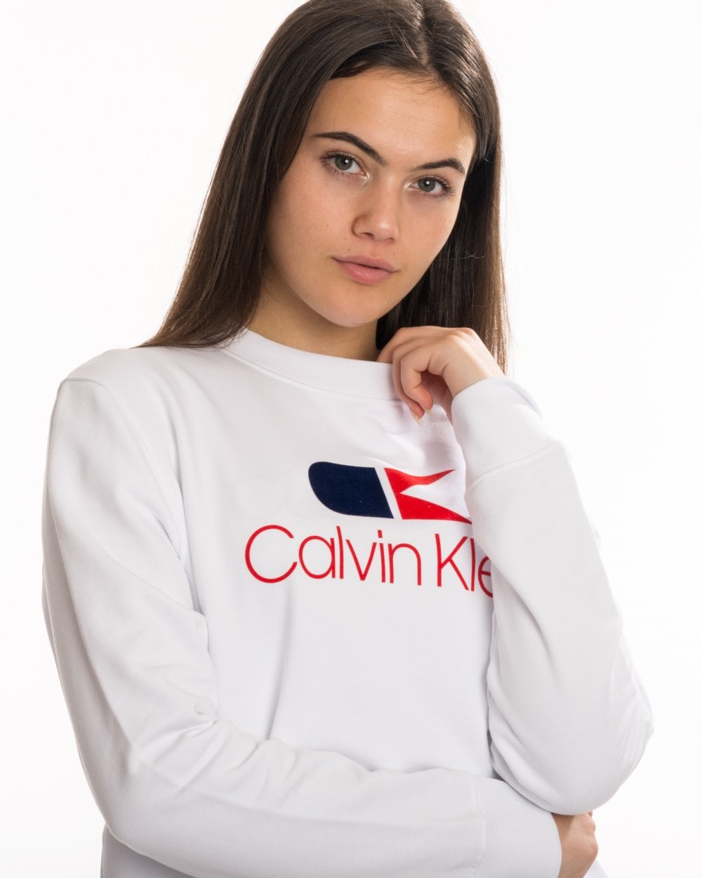 Calvin Klein Vintage Logo Large Long Sleeve Womens Sweatshirt