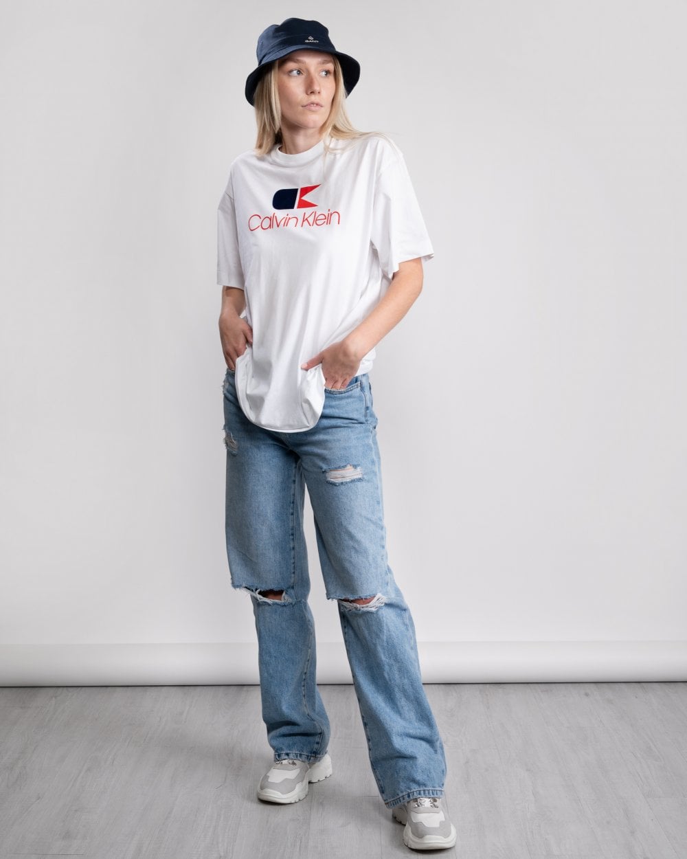Calvin Klein Vintage Logo Large Short Sleeve Womens T-Shirt