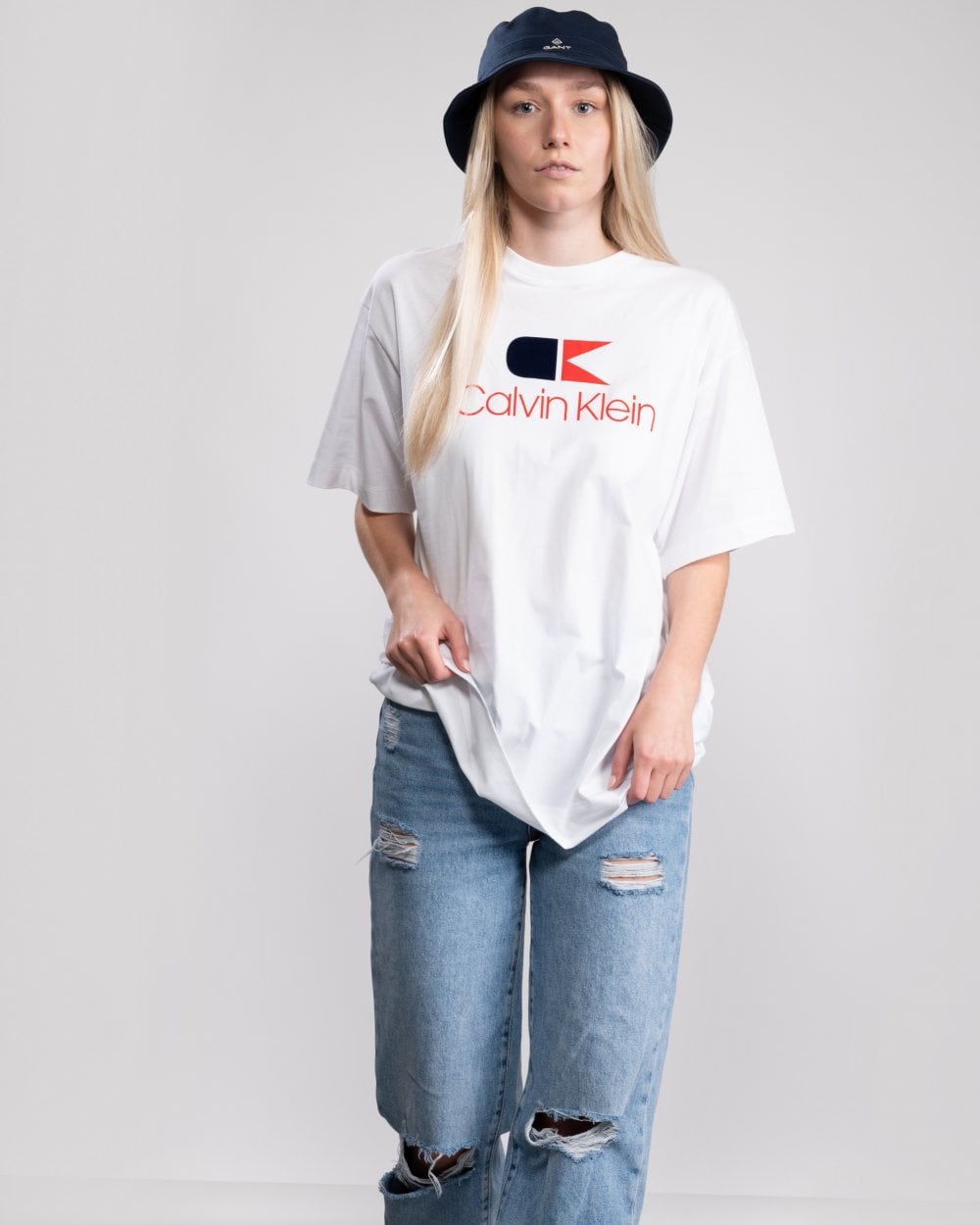 Calvin Klein Vintage Logo Large Short Sleeve Womens T-Shirt