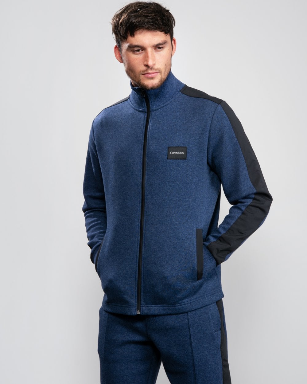 Calvin Klein Full Zip 2 Tone Sweatshirt - Navy