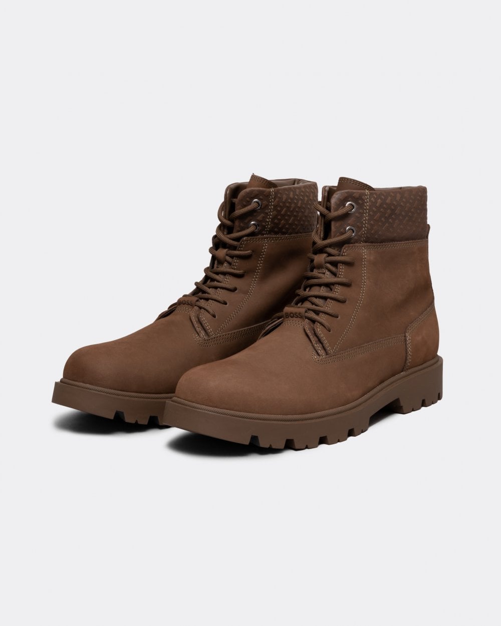 BOSS Orange Adley Mens Nubuck Half Boots with Tonal Monogram Collar