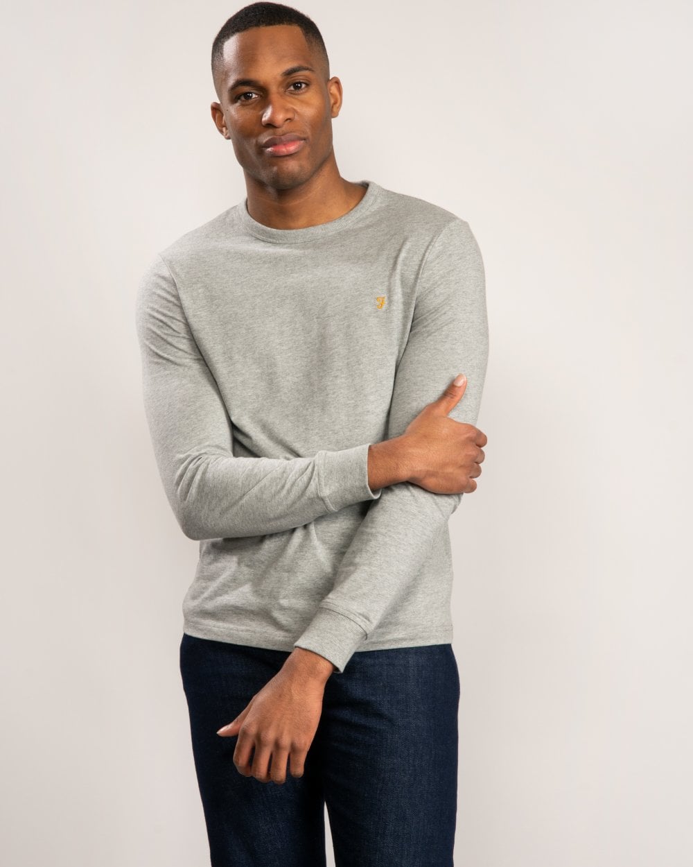 Farah Worth Mens Long Sleeve Crew Neck T-Shirt