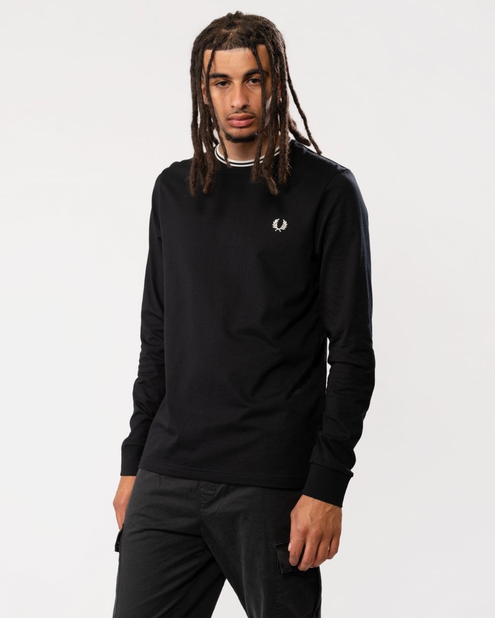 Fred Perry Mens Long Sleeve Twin Tipped T-Shirt