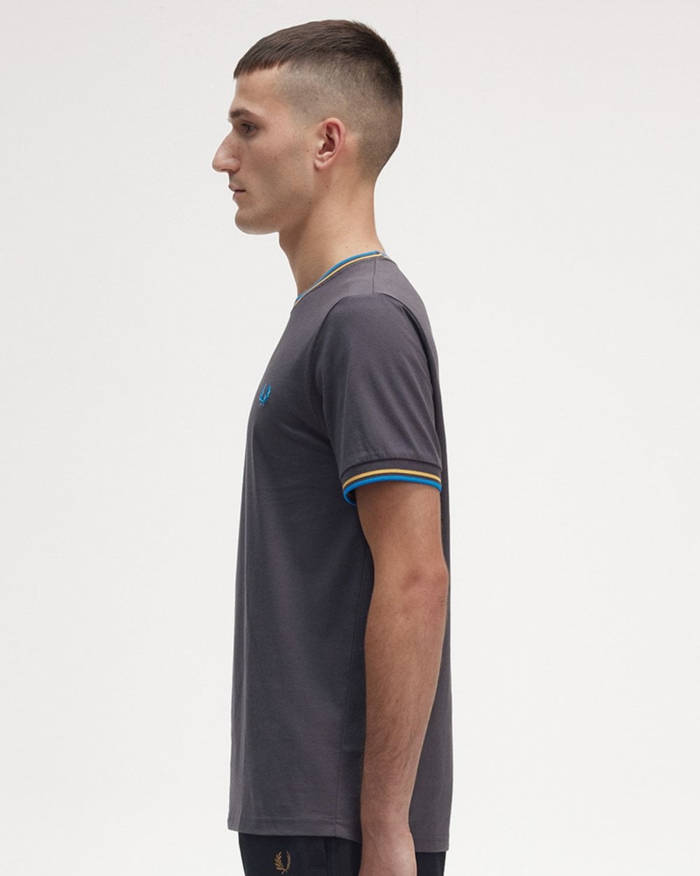 Fred Perry Mens Twin Tipped T-Shirt - Gunmetal/Golden Hour/Kingfisher S36