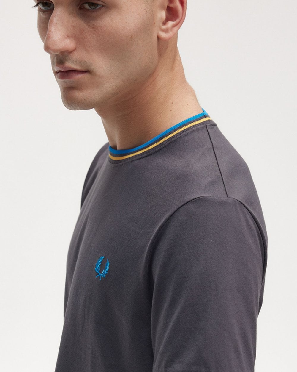 Fred Perry Mens Twin Tipped T-Shirt - Gunmetal/Golden Hour/Kingfisher S36