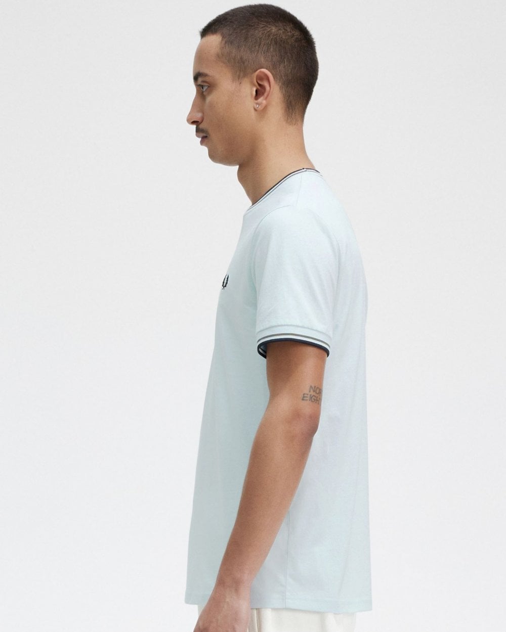 Fred Perry Mens Twin Tipped T-Shirt - Light Ice/Field Green/Black T43