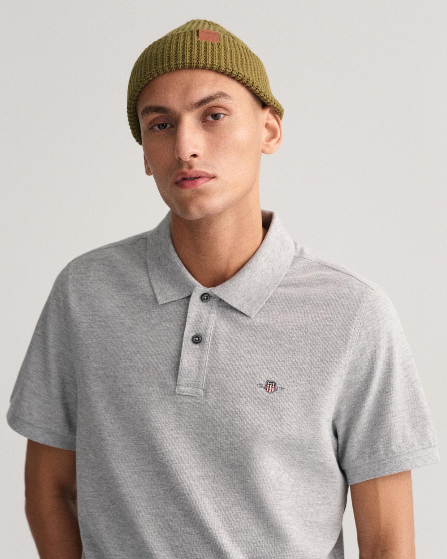 GANT Mens Regular Fit Short Sleeve Shield Logo Pique Polo NOS - 93 Grey Melange
