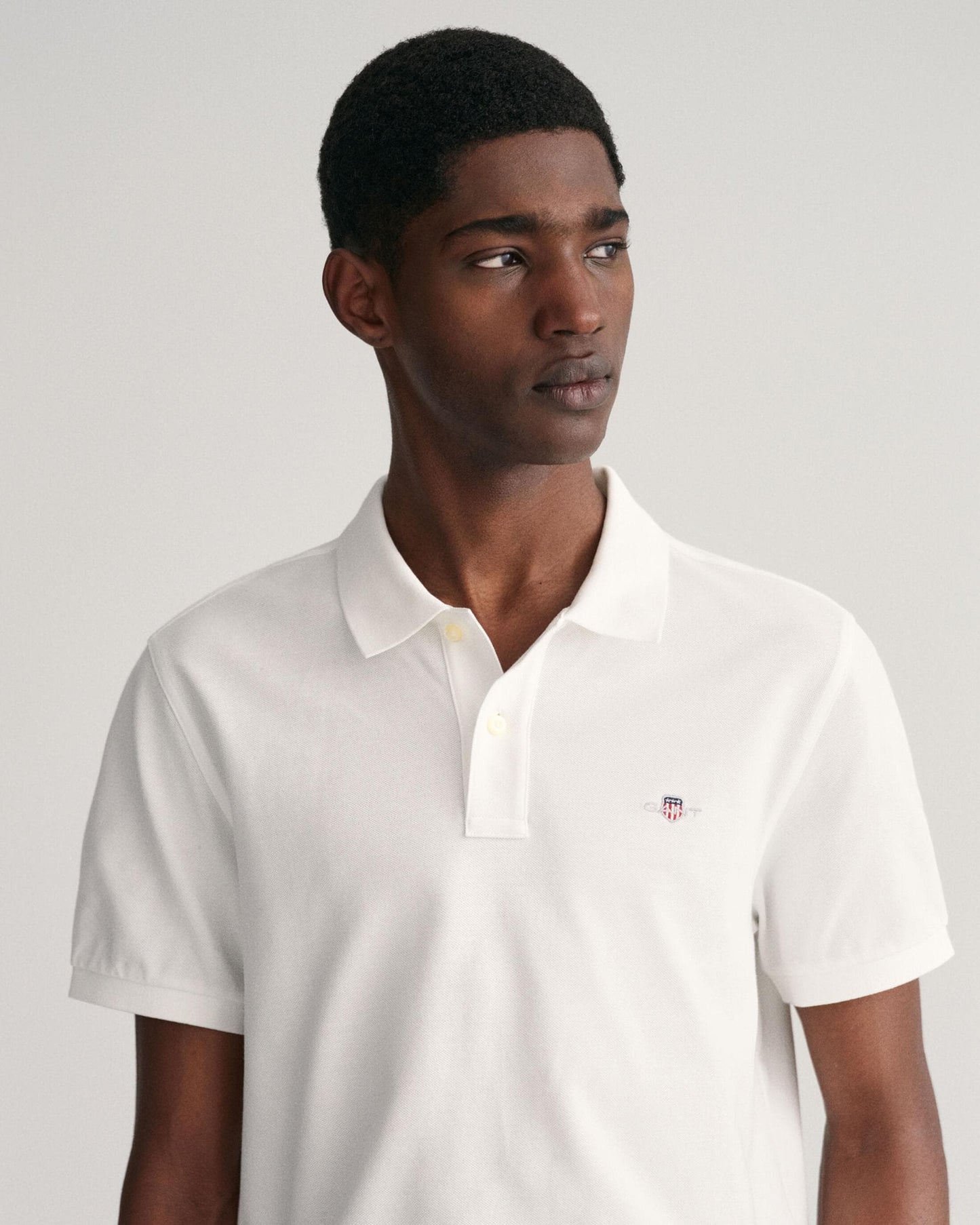 GANT Mens Regular Fit Short Sleeve Shield Logo Pique Polo NOS - 110 White