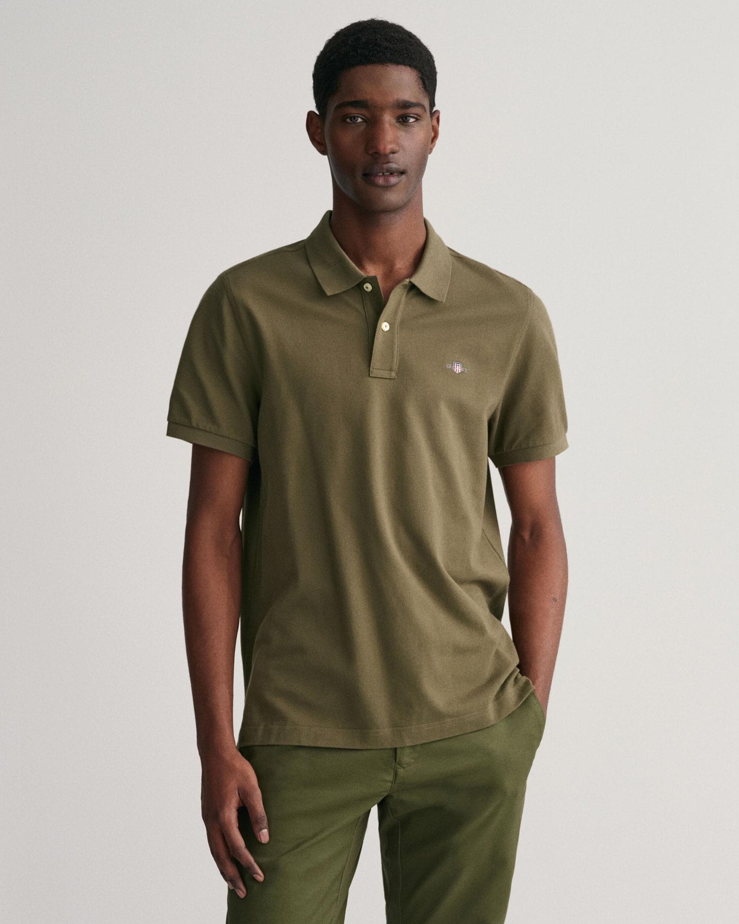 GANT Mens Regular Fit Short Sleeve Shield Logo Pique Polo - 301 Racing Green