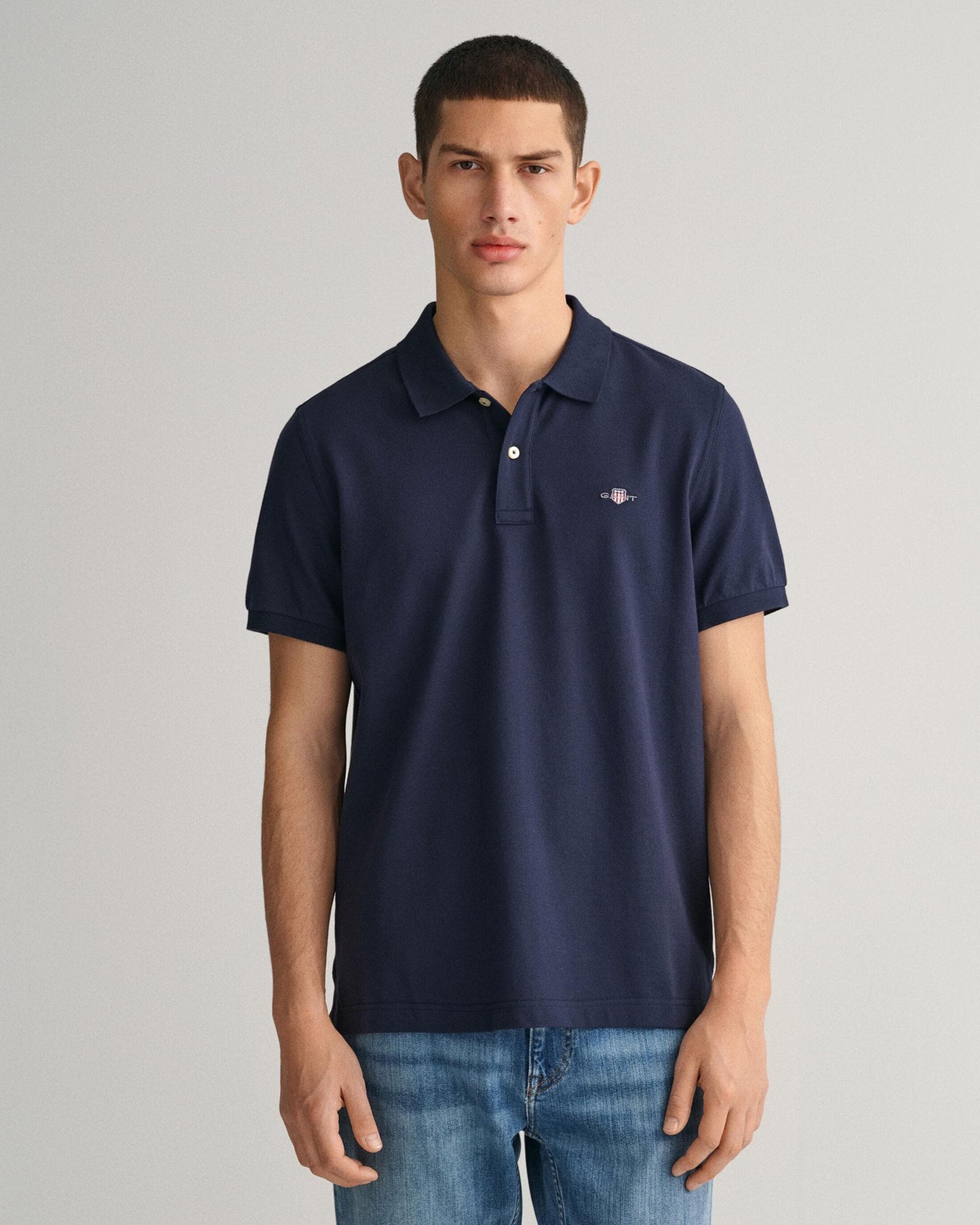 GANT Mens Regular Fit Short Sleeve Shield Logo Pique Polo NOS - 433 Evening Blue