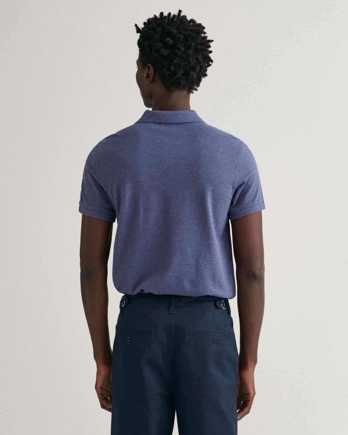 GANT Mens Slim Fit Short Sleeve Shield Logo Pique Polo - 902 Dark Jeansblue Melange