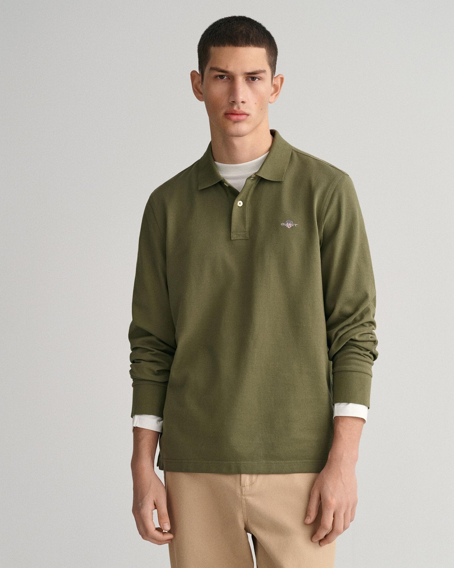 GANT Mens Regular Fit Long Sleeve Shield Logo Pique Rugger