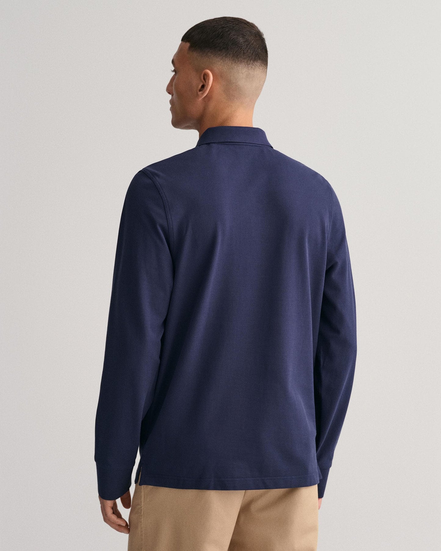 GANT Mens Regular Fit Long Sleeve Shield Logo Pique Rugger - 433 Evening Blue