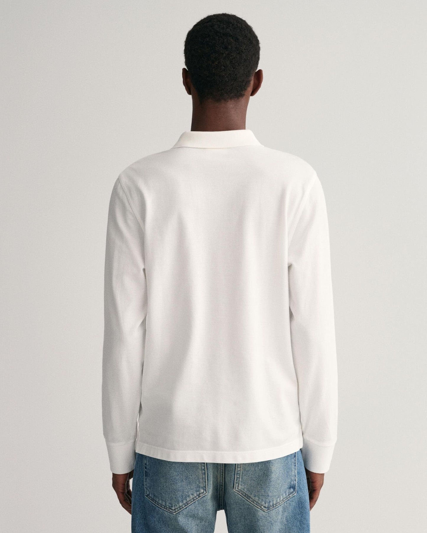 GANT Mens Regular Fit Long Sleeve Shield Logo Pique Rugger - 110 White